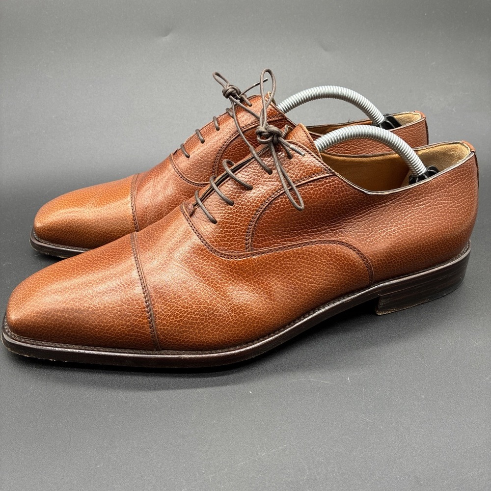 Moreschi Cap Toe Oxford Dress Shoes Men's 11.5 Brown Pebbled Leather Italy
